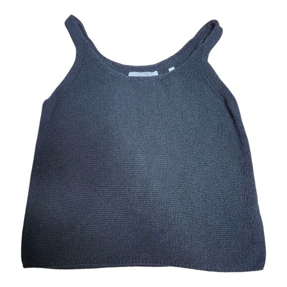 Vince Black Crochet Knit Cotton Tank Size Small - Picture 2 of 6